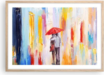 Produktbild von Gerahmtes Poster - Rahmen in heller Eiche - Liebhaber Regenschirm - 70x50 cm - Wand Bild - Wanddeko - Wandbilder - Wandposter - Bilderrahmen - Bilder - Kunstdruck - Wandbild - P2NAA70x50-3692