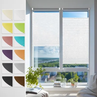 Produktbild von Plissee-Rollos - Faltrollos - Jalousien - Fensterdekoration - Top-Down-Bottom-Up-System - 80 x 170 cm - Weiß