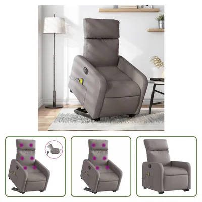 Obrázek produktu pro The Living Store Elektrické masážní křeslo se stojanem Taupe látka
