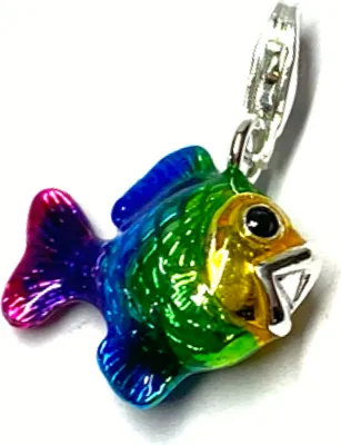 Produktbild von Charm Anhänger Fisch bunt Regenbogen Silber 925 Bettelarmband Anhänger Sammelanhänger