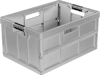 Produktbild von keeeper benno Stabile Profi-Klappbox mit Softgriffen, 45 l, Bis 50 kg Tragkraft, Lebensmittelecht, 54 x 37 x 27,5 cm, 45 l, Silber (Light Silver)