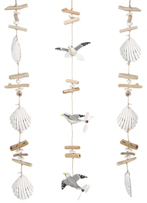 Produktbild von 3 Anhänger Möwe Muscheln - Maritimes Deko Set 5 cm blau Natur
