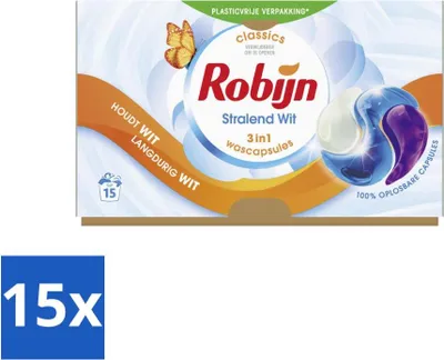 Produktbild von Robijn - 3-in-1 Radiant White - Waschkapseln - 15 Wäschen - Vorteilspack - 15 Stücke
