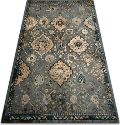 Produktbild von Wollteppich POLONIA Abrash orientalisch, Blumen hellblau Blau 235x350 cm