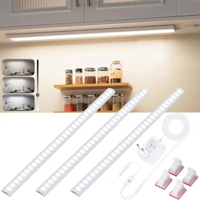 Obrázek produktu pro 30cm světlo pod skříňkou Kuchyňská LED sada 3, Ultra-Thin Cabinet Lighting LED Strip s paměťovou funkcí, Skříňové světlo pro police Pracovní stůl, Neutrální bílá