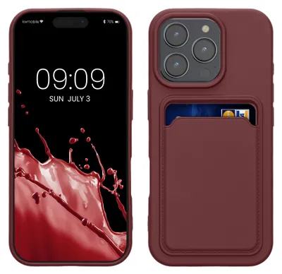 Produktbild von kwmobile Handyhülle für Apple iPhone 16 Pro Hülle mit Kartenfach - TPU Case - Kabelloses Laden - Schutzhülle Cover in Tawny Red