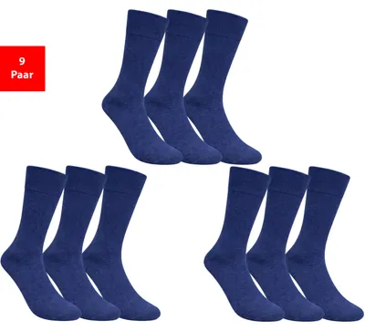 Produktbild von Gesundheitssocken Socken ohne Gummibund & Naht – Komfort Baumwolle Damen Herren - Blau 43-46 9 Paar