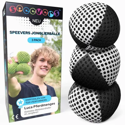 Productafbeelding van Jongleerballen - Set van 3 - Zachte beanbags - Met draagtas - 120 gram - Zwart en wit