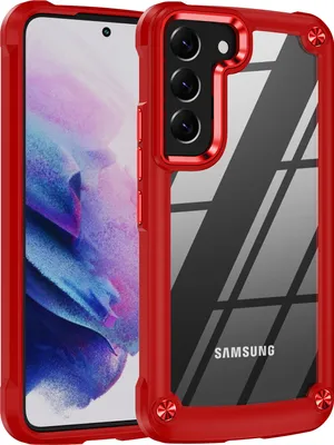 Immagine prodotto di Custodia per Samsung Galaxy S23+, paraurti ibrido in PC TPU trasparente e custodia antiurto rosso