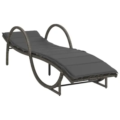 Produktbild von vidaXL Sonnenliege mit Auflage Grau 60x199x42 cm Poly Rattan