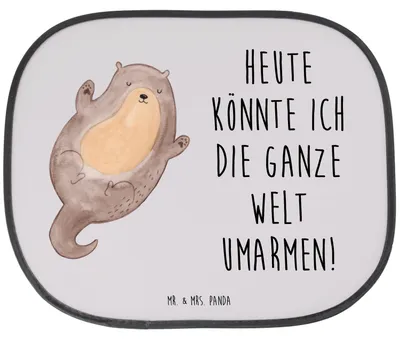 Produktbild von Mr. & Mrs. Panda Sonnenschutz Autoscheibe Otter Umarmen - Grau Pastell - Geschenk, glücklich, auto hitzeschutz, für Autoscheiben, gut Gelaunt, Fürs, Sonnenblende, Hallo