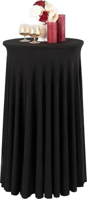 Produktbild von Stretch-Husse Tischdecke mit Rüsche für Stehtisch 80 cm  schwarz