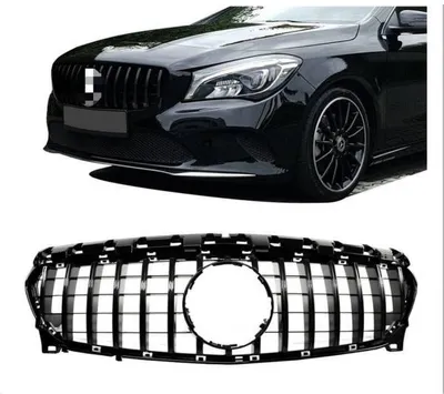 Zdjęcie produktu dla Czarna, błyszcząca osłona chłodnicy pasująca do Mercedesa CLA 117 (2016–2019) Sport-Panamericana GT