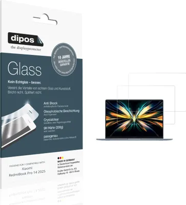 Produktbild von 2x Schutzfolie für Xiaomi RedmiBook Pro 14 2025 - Anti-Shock 9H Folie dipos Glass Kunststoffglas