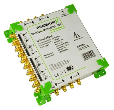 Produktbild von PremiumX Green Diamond PMECO 17/8 Multischalter mit Netzteil 4 SAT für 8 Teilnehmer