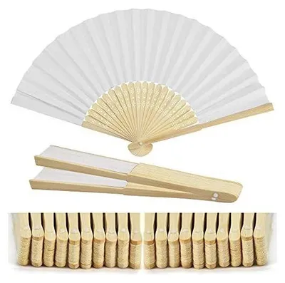 Produktbild von 20 Stück Fächer Weiß Hochzeit Handfächer Diy Bambus PapierFecher Sommer Faltbar Papierfächer für Wedding, Diy, Wand Dekoration Hochzeit Geburtstag Abiturball Sommer Party