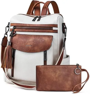 Produktbild von Modischer Damenrucksack Leder Beige Braun