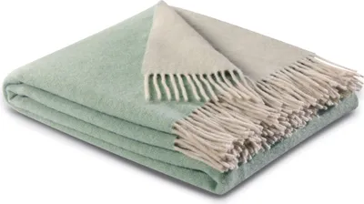 Image de Biederlack Plaid avec franges Cashmere Couleur salvia-crème Taille 150 x 200