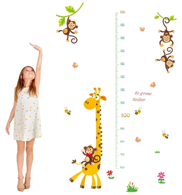 Produktbild von Kindermessleiste Babymessleiste Wandmessleiste Kinderzimmer - 3D Giraffe - Wandsticker