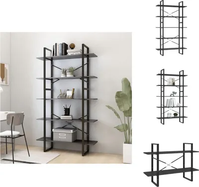 Produktbild von vidaXL Bücherregal 5 Fächer Grau 100x30x175 cm Holzwerkstoff -  Bücherregale & Bücherschränke