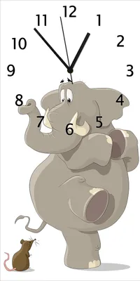 Produktbild von Wallario Design Wanduhr bedruckt, Größe 30 x 60 cm, Motiv: Elefant erschrickt vor Maus