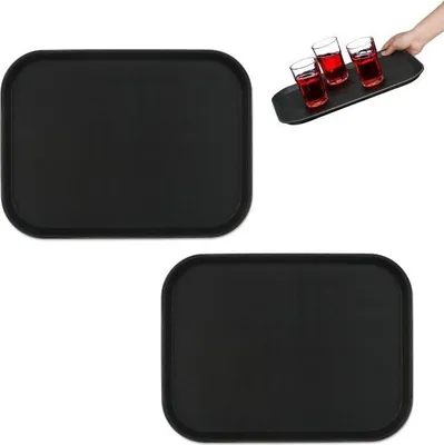 Image de Lot de 2 plateaux de service noirs