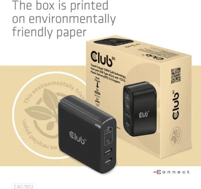 Obrázok produktu pre Club3D Ladegerät   2xUSB Typ C, 2xUSB Typ A, PD 100W, GaN retail