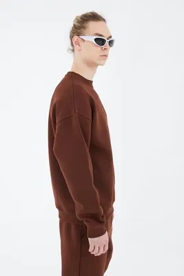 Produktbild von Basic Sweatshirt Oversize Fit Pullover Uni L Braun