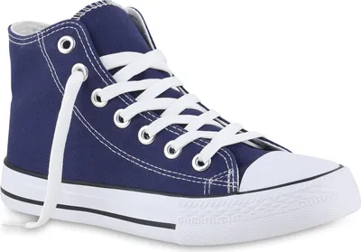 Produktbild von VAN HILL Damen Sneaker High Schnürer Bequeme Freizeit Stoff Schuhe 841313, Farbe: Dunkelblau, Größe: 39