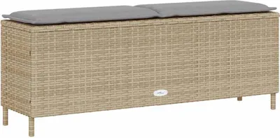 Produktbild von Gartenbank mit Kissen Beige 110x30x40,5 cm Poly Rattan