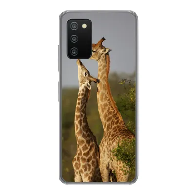 Produktbild von MuchoWow® Handyhülle Schutzhülle Hülle für Samsung Galaxy A03s Giraffe - Baum - Kalb - Porträt Silikon Softcase Handy Hülle - Schutz