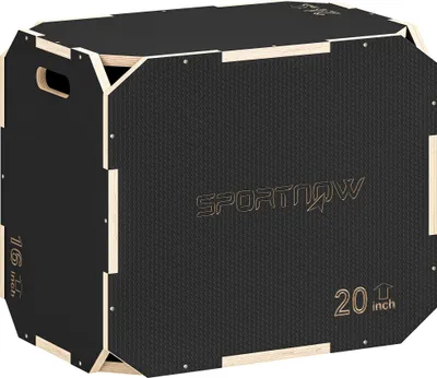 Image de SPORTNOW 3 en 1 boîte pliométrique en bois pour entraînement au saut, box jump antidérapant et sans coins, plyo box pour exercices de gym à domicile et entraînement en plein air, noir