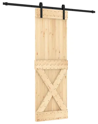 Produktbild von Schiebetür Natürlich und Schwarz 70 x 210 cm Massivkiefer
