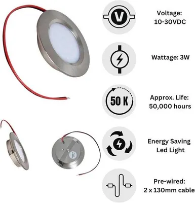Obrázok produktu pre LED bodové svietidlá s dotykovým vypínačom pre karavany, obytné vozidlá a lode – teplobiele osvetlenie