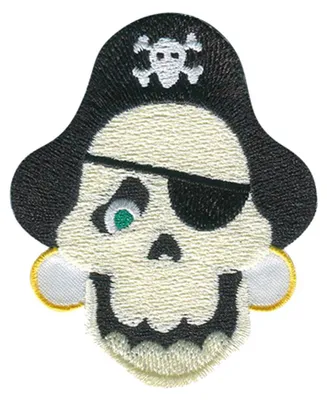 Produktbild von Pirat mit Augenklappe - Aufnäher, Bügelbild, Aufbügler, Applikationen, Patches, Flicken, Zum Aufbügeln, Größe: 4,7 x 5,7 cm