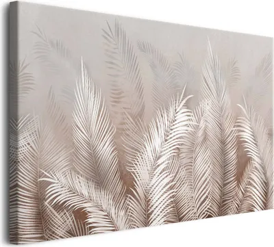 Produktbild von Modernes Leinwandbild Wandbilder Graue Tropische Blätter 80x120 cm
