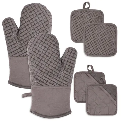 Imagen del producto de Set de 4 agarraderas y manoplas para horno, de algodón, resistentes al calor, para usar en la cocina y en la barbacoa