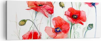 Produktbild von Bild auf Leinwand - Leinwandbild - Blume Mohn Wiese - 140x50cm - Wand Bild - Wanddeko - Wandbilder - Leinwanddruck - Bilder - Kunstdruck - Wanddekoration - Leinwand bilder - Wandkunst - AB140x50-3584