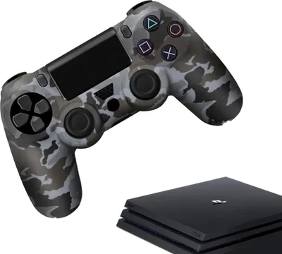 Immagine prodotto di Custodie e skin per PS4, PlayStation 4 - Custodia da gioco performante - Coperture con impugnatura morbida - Accessori per controller antiscivolo - Grigio mimetico