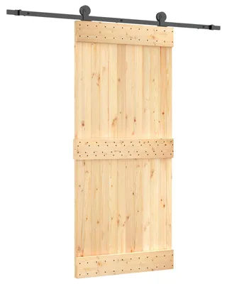 Image de Porte coulissante Naturel et noir 90 x 210 cm