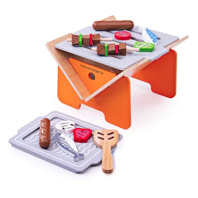 Zdjęcie produktu dla Grill drewniany Bigjigs z akcesoriami, 10 dlg.