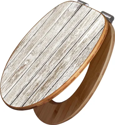Produktbild von banjado Design WC Sitz Bambus Absenkautomatik -Weißes Holz - Toilettendeckel mit Absenkautomatik Holz/hochwertiger Bambus Klodeckel/WC-Sitz für alle gängigen Toiletten [TDB2 12164]