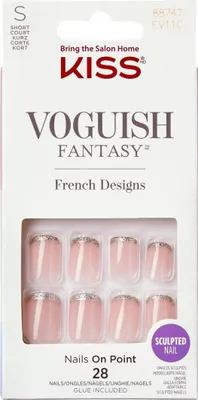 Obrázok produktu pre KISS | Umelé nechty Voguish Fantasy French - Dĺžka S - Rýchly manikúra - 28 ks v balení