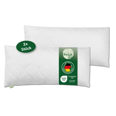 Produktbild von Premium Steppkissen 2er Set 40x80 cm | DREAMSTAR Mikrofaser Kopfkissen | für Allergiker geeignet, weich & pflegeleicht