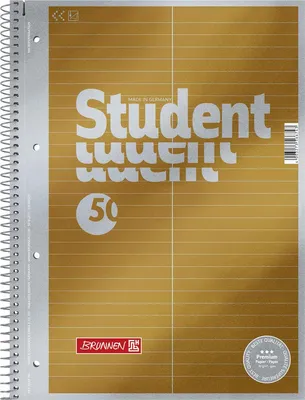 Produktbild von 5X BRUNNEN 1067146 Collegeblock Premium Student „Vokabeln“, A4, 50 Blatt, Lineatur 53, gelb