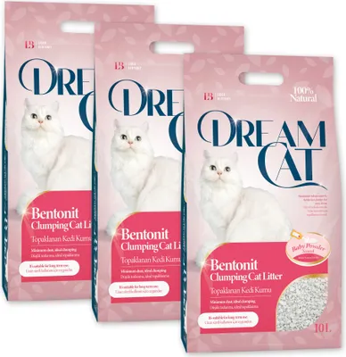 Produktbild von DreamCat Katzenstreu Klumpstreu mit Babypuderduft staubarm 3 x 8,5kg (30Liter)