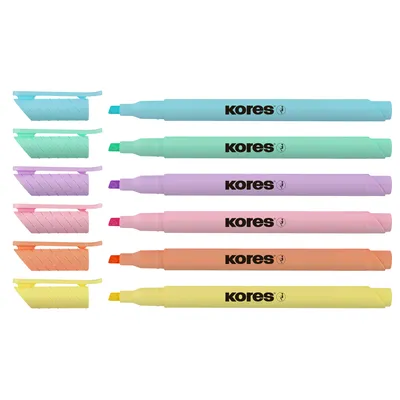 Produktbild von Kores TM36246, 6 Stück(e), Hellblau, Hellgrün, Hellorange, Hellrosa, Violett, Gelb, Mehrfarbig, Rund, 0,5 mm, 3,5 mm