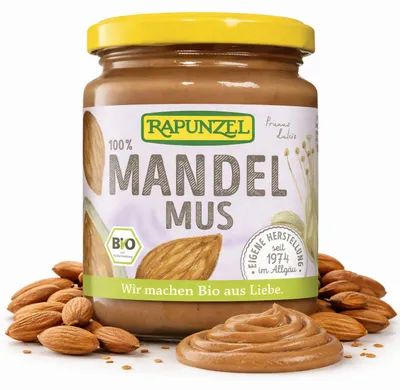 Obrázok produktu pre Rapunzel 130100, Orechová nátierka, Mandle, 250 g, Orechy, Nemecko, 649 kcal