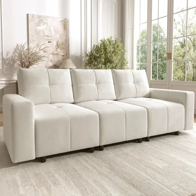 Produktbild von 213 cm 3‑sitziges modulares Sofa zum Sitzen und Liegen, mit Schlaffunktion, großzügige Sitztiefe von bis zu 68 cm, verstellbare Sitztiefe