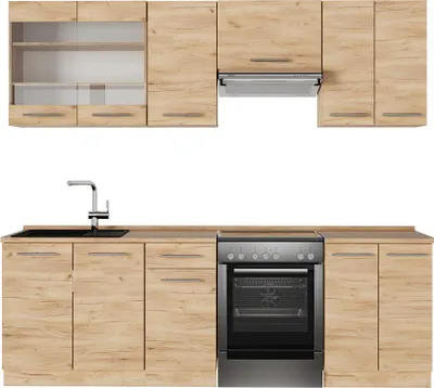 Produktbild von Vicco Küchenzeile Fame-Line, 240 cm , AP Eiche, Goldkraft Eiche/Goldkraft Eiche